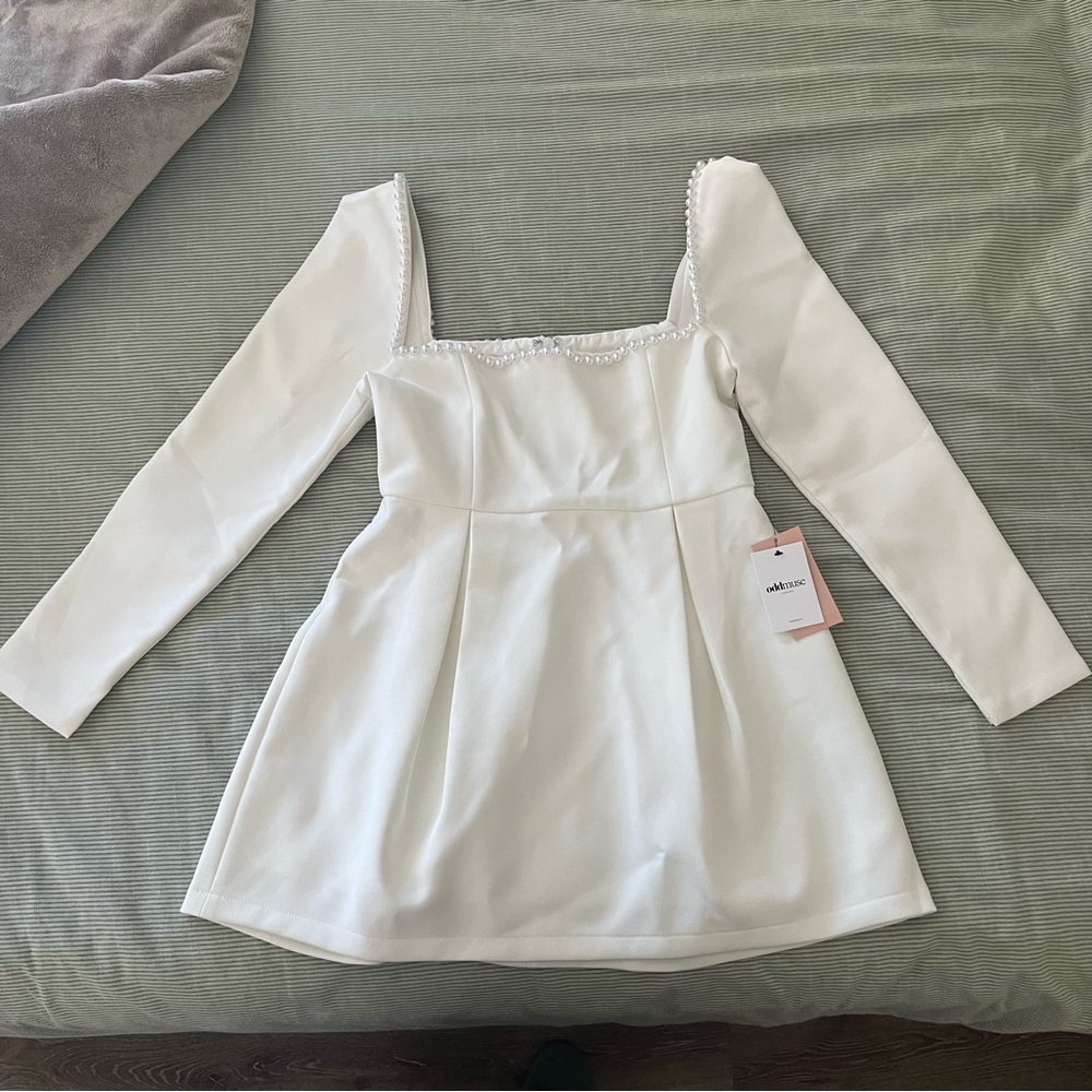 Odd Muse London white mini pearl dress